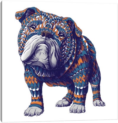 English Bulldog In Color I Canvas Art Print - Embellished Animals