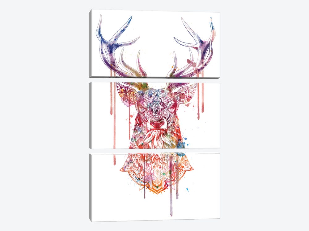 Ornate Buck In Color I by Bioworkz 3-piece Canvas Print