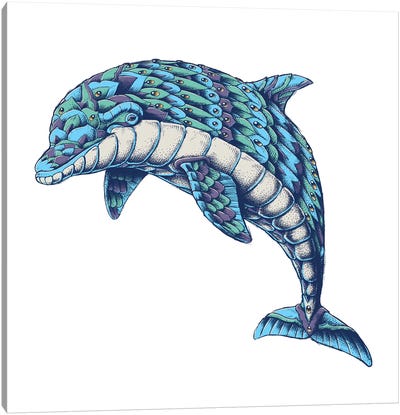 Ornate Dolphin In Color I Canvas Art Print - Bioworkz