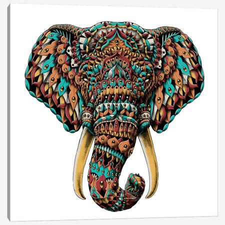 Ornate Elephant Head In Color II Canvas Print #BWZ71} by Bioworkz Canvas Art