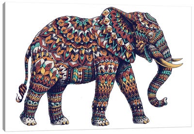 Ornate Elephant II In Color II Canvas Art Print - Animal Art
