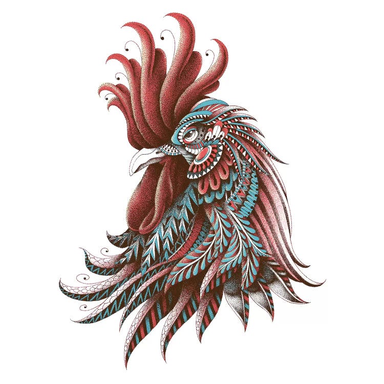 Ornate Rooster In Color II