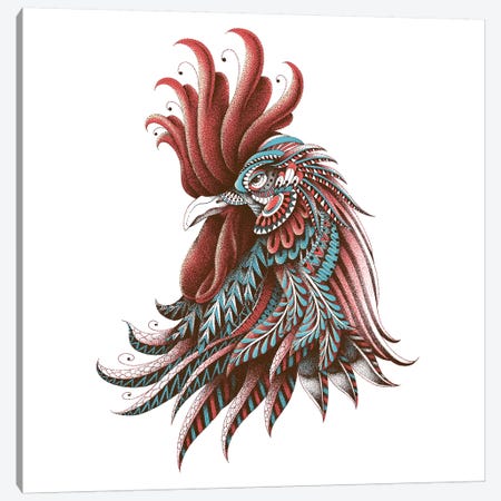 Ornate Rooster In Color II Canvas Print #BWZ89} by Bioworkz Art Print