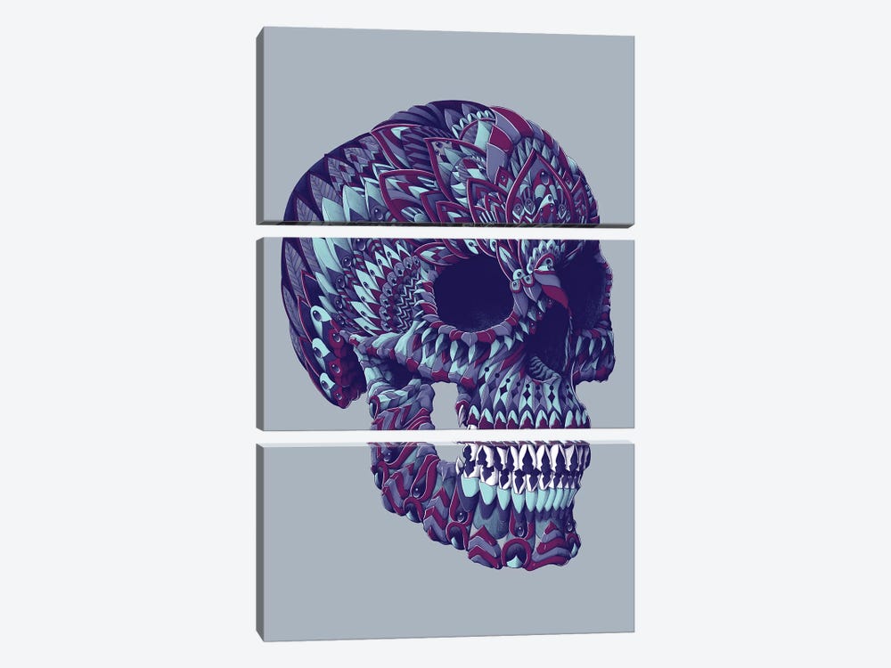 Ornate Skull In Color IV by Bioworkz 3-piece Canvas Art Print