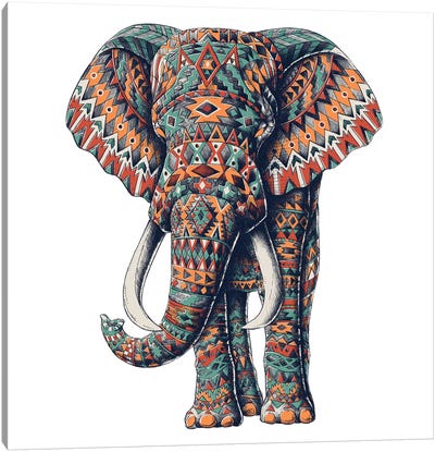 Ornate Tribal Elephant In Color I Canvas Art Print - Indian Décor