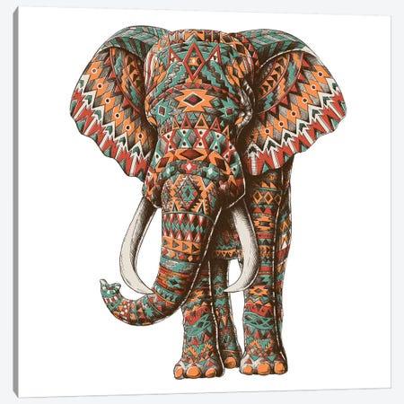 Ornate Tribal Elephant In Color II Canvas Print #BWZ96} by Bioworkz Art Print