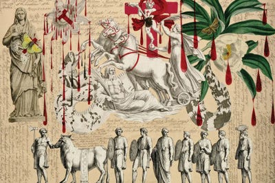 Blood Collage X by John Bingley Garland canvas print