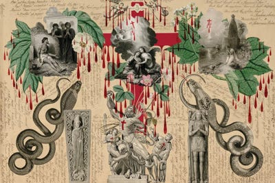 Blood Collage XV by John Bingley Garland canvas print