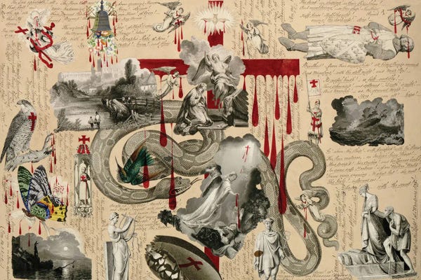 Snakes: Blood Collage XVI by John Bingley Garland