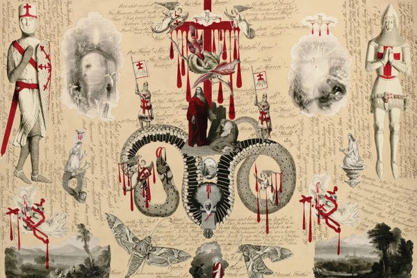 Snakes: Blood Collage XVII by John Bingley Garland