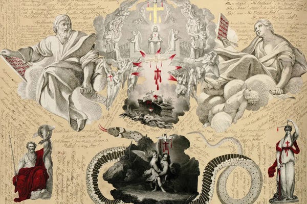 Snakes: Blood Collage XVIII by John Bingley Garland