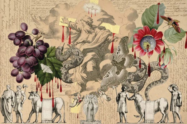 Butterflies and Flowers: Blood Collage XXIII by John Bingley Garland