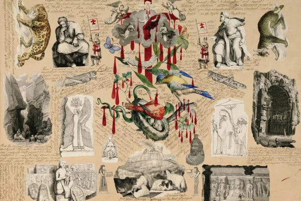 Leopards: Blood Collage XXIX by John Bingley Garland