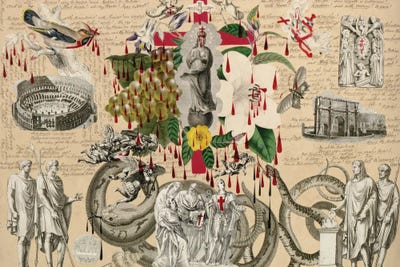 Blood Collage XXXI by John Bingley Garland canvas print