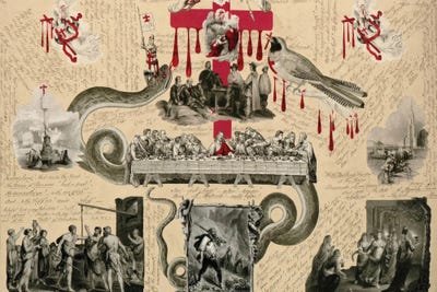 Blood Collage XXXIII by John Bingley Garland canvas print