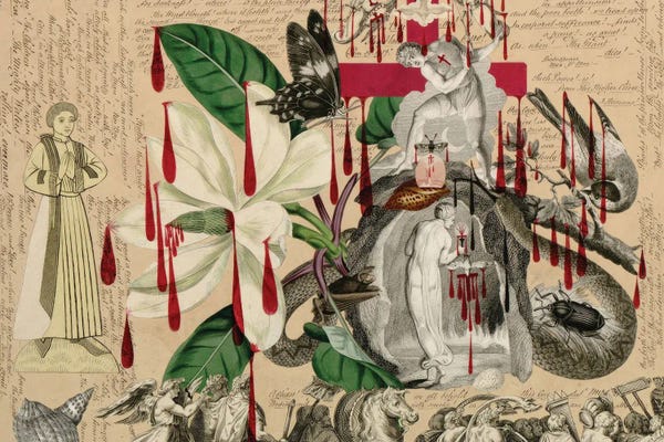 Snakes: Blood Collage XXXV by John Bingley Garland