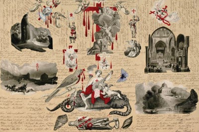 Blood Collage XXXIX by John Bingley Garland canvas print