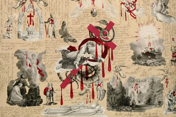 Snakes: Blood Collage IV by John Bingley Garland