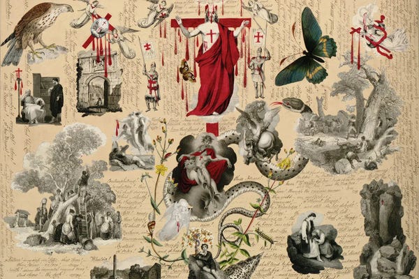 Snakes: Blood Collage V by John Bingley Garland