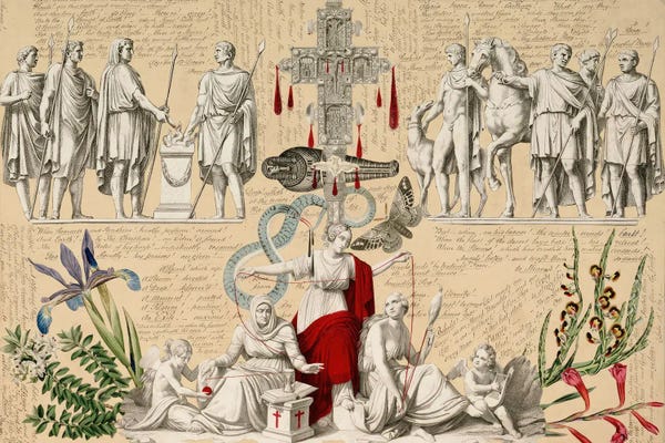 Snakes: Blood Collage VI by John Bingley Garland