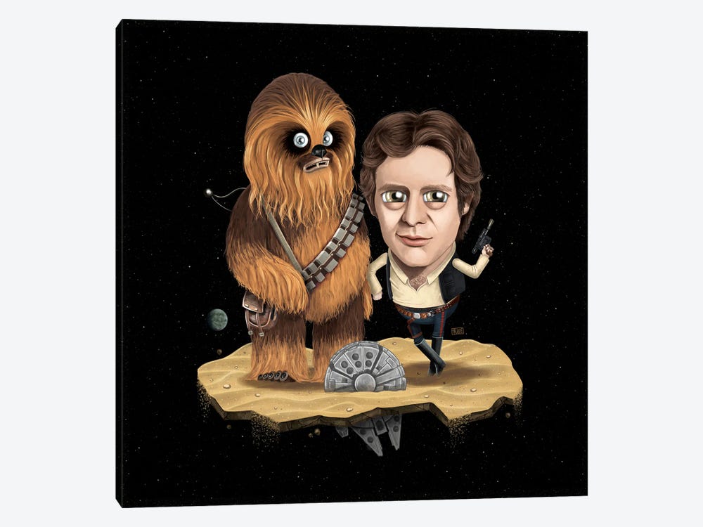 Lil' Chewie & Han Solo - Star Wars by Gülce Baycık 1-piece Canvas Print