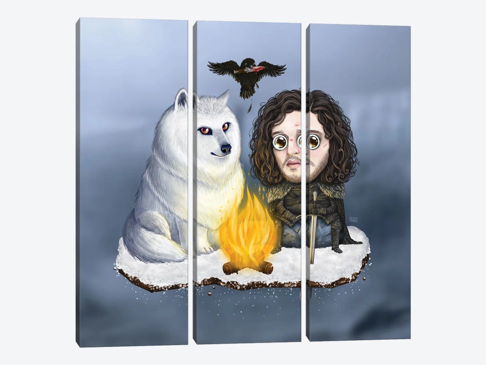 Lil' Jon Snow - Game Of Thrones by Gülce Baycık 3-piece Canvas Print