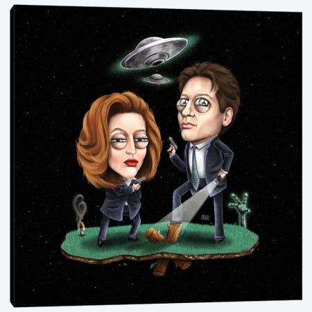 Lil' Scully & Mulder - X Files Canvas Print #BYK19} by Gülce Baycık Canvas Art
