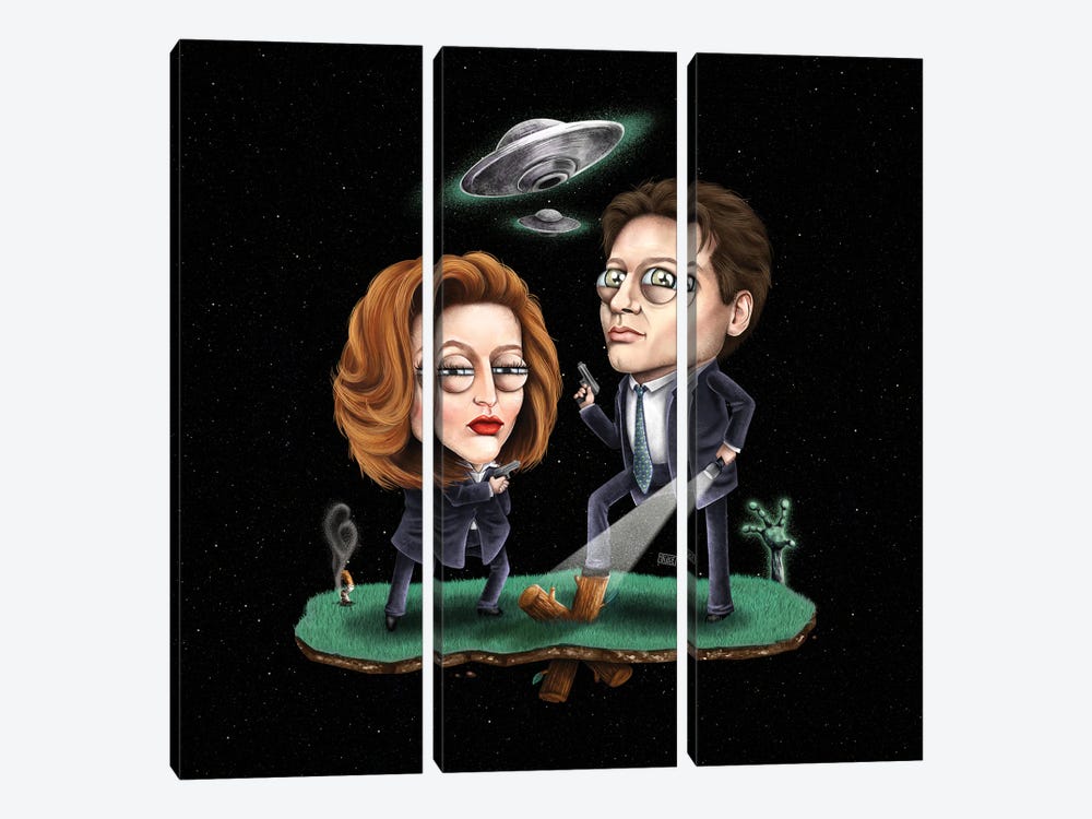 Lil' Scully & Mulder - X Files by Gülce Baycık 3-piece Canvas Wall Art