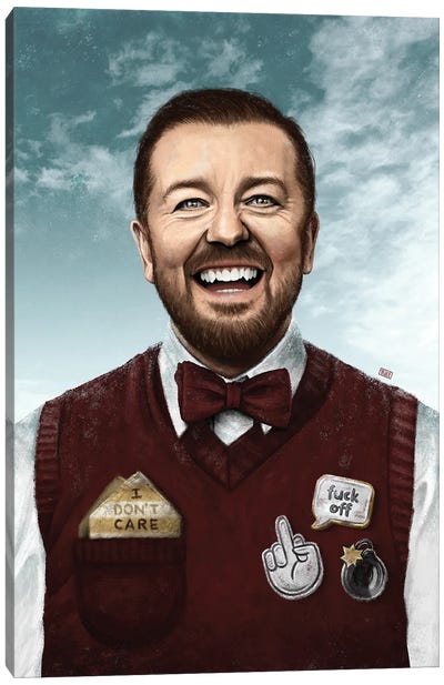 Ricky Gervais Canvas Art Print - Gülce Baycık