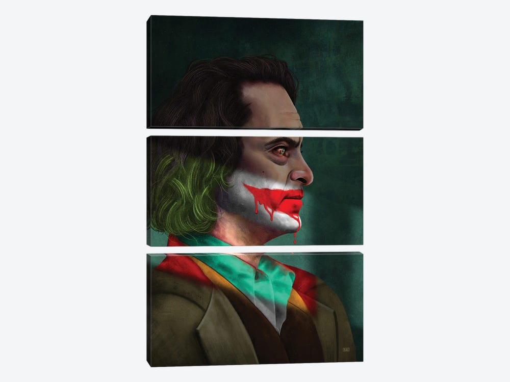 Joker Portrait by Gülce Baycık 3-piece Canvas Art Print