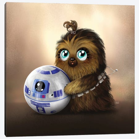 Lil' Baby R2D2 & Chewie - Star Wars Canvas Print #BYK8} by Gülce Baycık Canvas Art