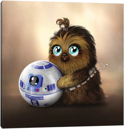 Lil' Baby R2D2 & Chewie - Star Wars Canvas Art Print - Movie & Television Character Art