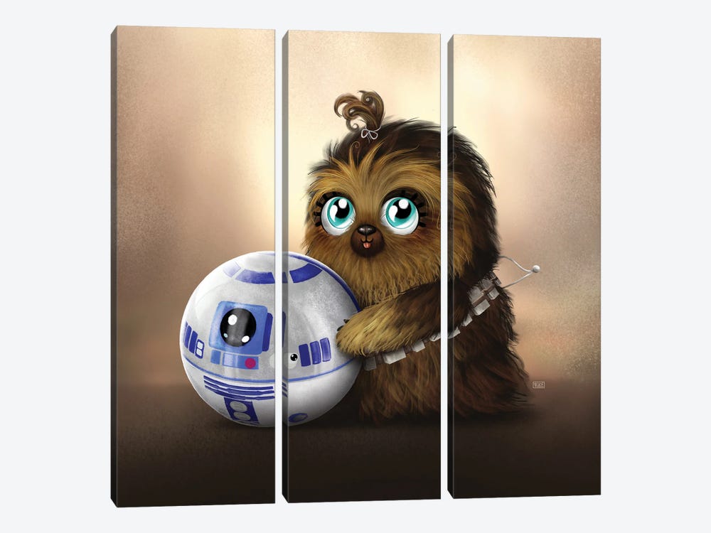 Lil' Baby R2D2 & Chewie - Star Wars by Gülce Baycık 3-piece Art Print
