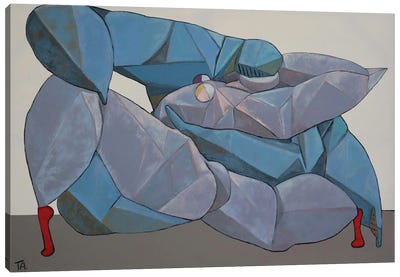 Lovers In Blue Canvas Art Print - Ta Byrne