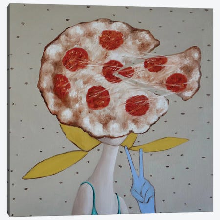 Pizza Girl Canvas Print #BYN12} by Ta Byrne Canvas Art Print