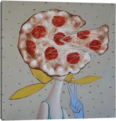 Pizza Girl Canvas Art Print - Ta Byrne