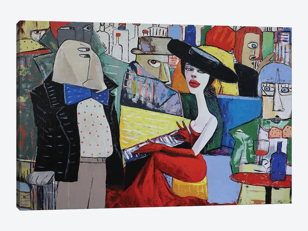 Lady In Red Playing A Piano by Ta Byrne 1-piece Canvas Artwork