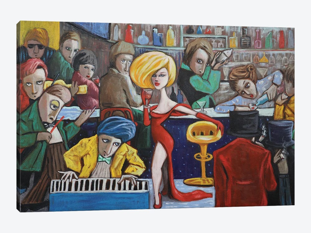 Lady In Red In A Jazz Bar by Ta Byrne 1-piece Art Print
