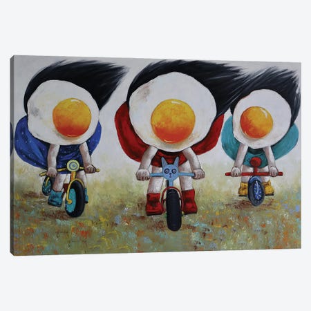 Egg Girls Racing Their Bikes Canvas Print #BYN19} by Ta Byrne Canvas Print