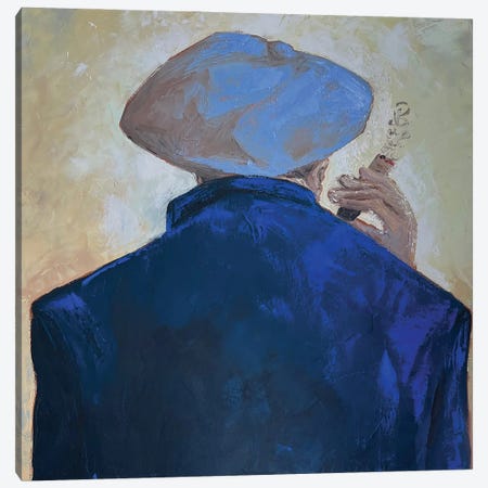 Man In Blue Smoking A Cigar Canvas Print #BYN21} by Ta Byrne Canvas Wall Art