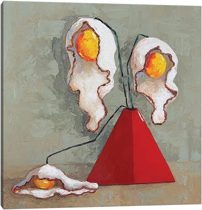 Egg Flowers In Red Vase Canvas Art Print - Ta Byrne