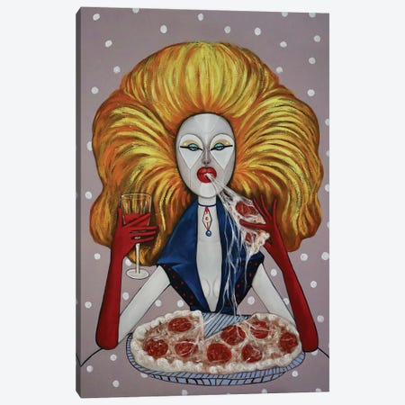 Prima Donna Eating Pizza Canvas Print #BYN25} by Ta Byrne Canvas Print