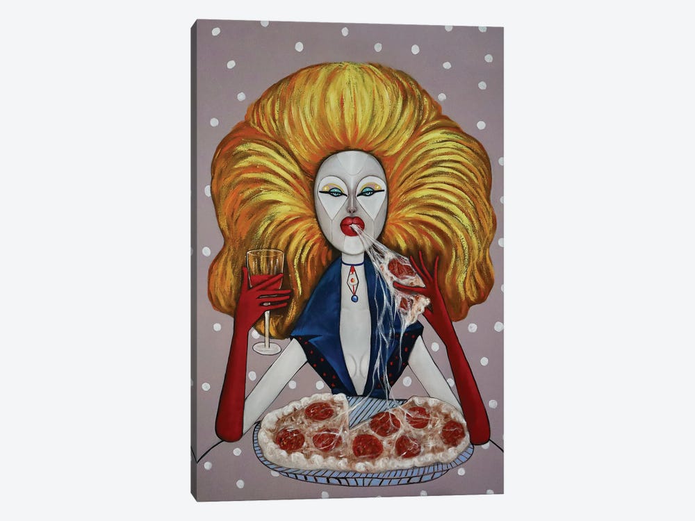 Prima Donna Eating Pizza by Ta Byrne 1-piece Canvas Print
