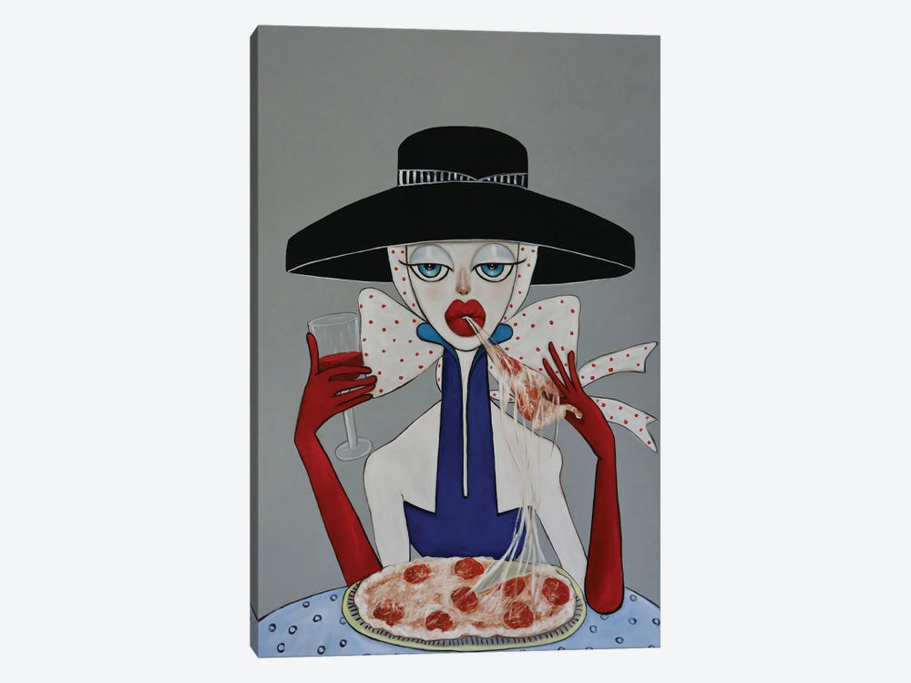 Madan Enjoying A Pizza by Ta Byrne 1-piece Art Print