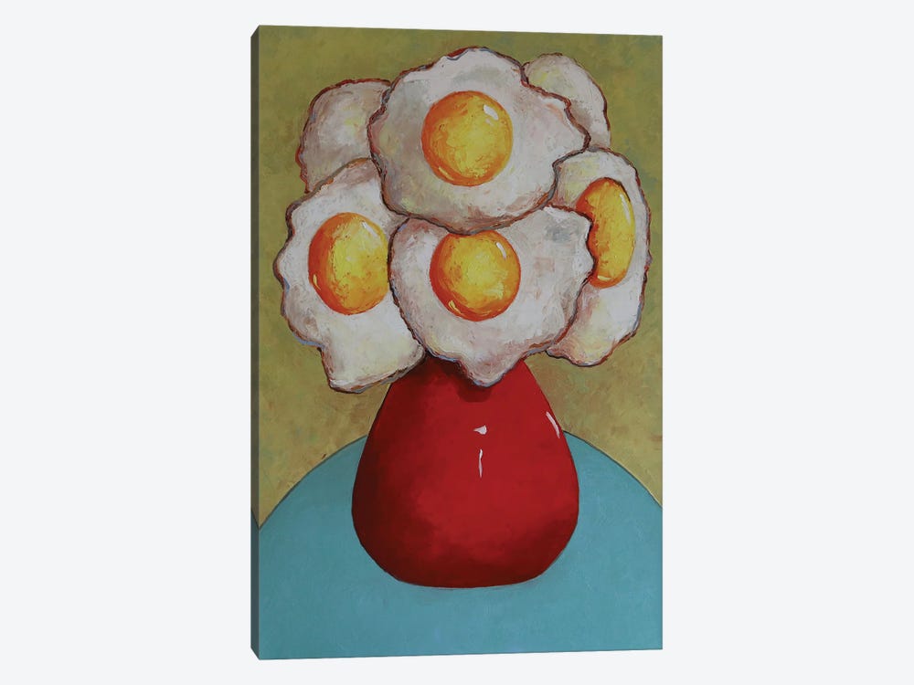 Egg Flowers In A Red Vase by Ta Byrne 1-piece Art Print