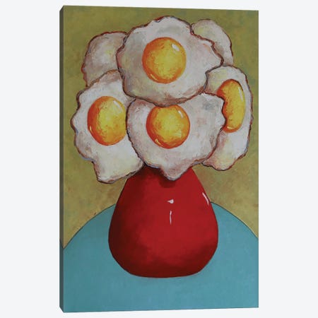 Egg Flowers In A Red Vase Canvas Print #BYN34} by Ta Byrne Canvas Wall Art