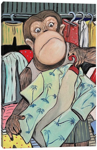 Boss Packing For Holiday Canvas Art Print - Chimpanzee Art