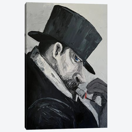 Man In Black Smoking A Cigar Canvas Print #BYN39} by Ta Byrne Art Print