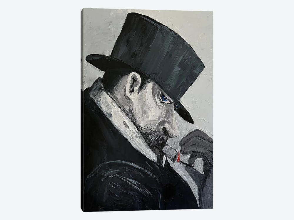 Man In Black Smoking A Cigar by Ta Byrne 1-piece Canvas Art