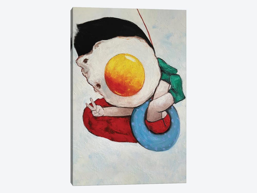 Egg Girl On A Swing by Ta Byrne 1-piece Canvas Art Print